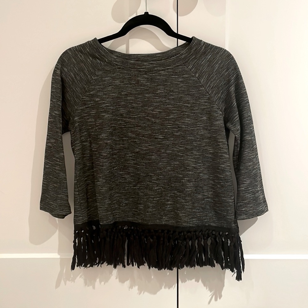 Black and white fringe sweatshirt